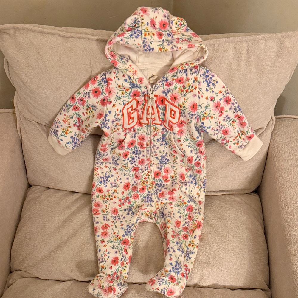 GAP Kids Floral Footie - Pink and Blue